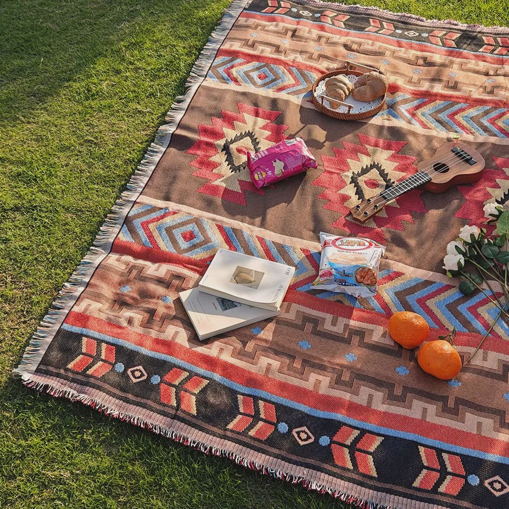 Veelzijdige Bohemian Deken in Westerse Stijl - Perfect voor Buiten, Camping, Picknick & Sofa