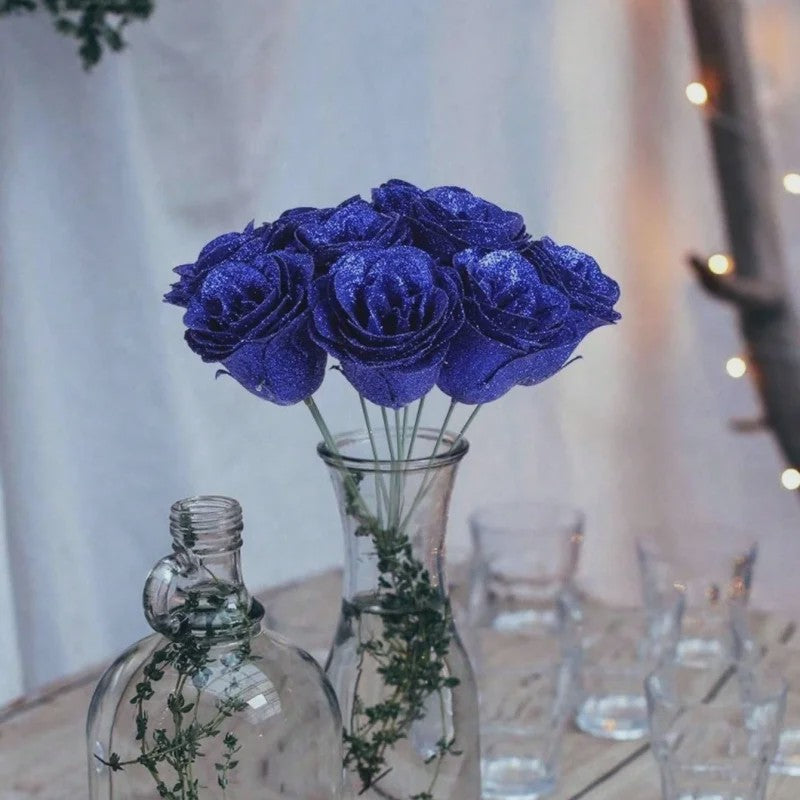 Glitter Rozen Boeket - Kunstbloemen voor Kerst, Valentijnsdag & Decoratie