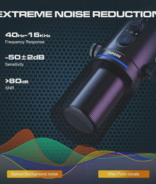 XLR/USB Gaming Microfoon Kit met Arm, RGB & Mute Functie