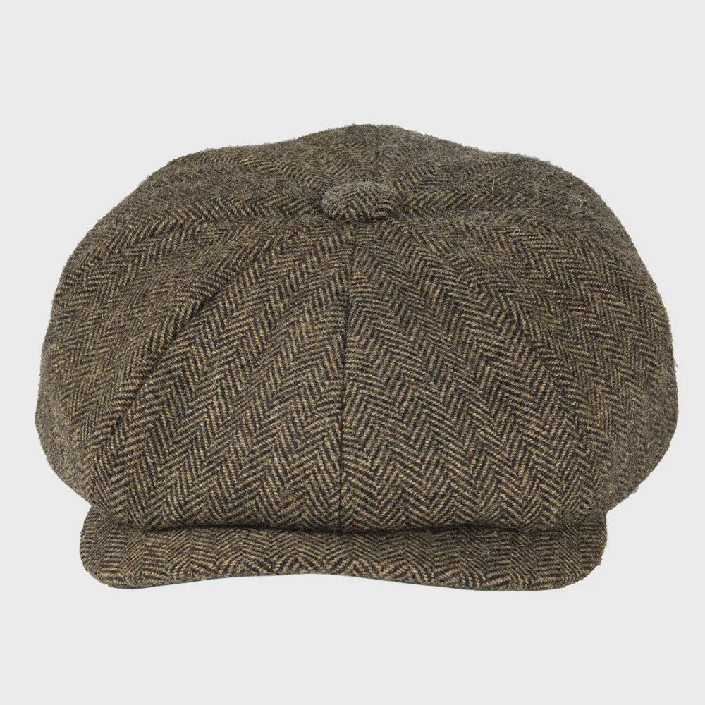 Stijlvolle Heren Herringbone Tweed Flat Cap - Britse Retro Newsboy Pet