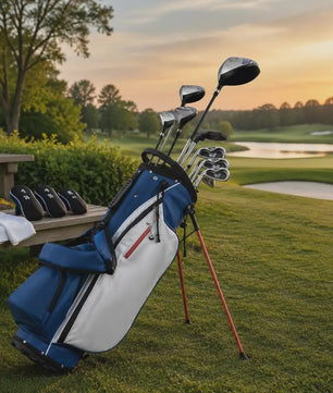 Complete Linkshandige Golfset met Grafiet Shafts en Standbag: 3 Woods, 5 Irons, Putter