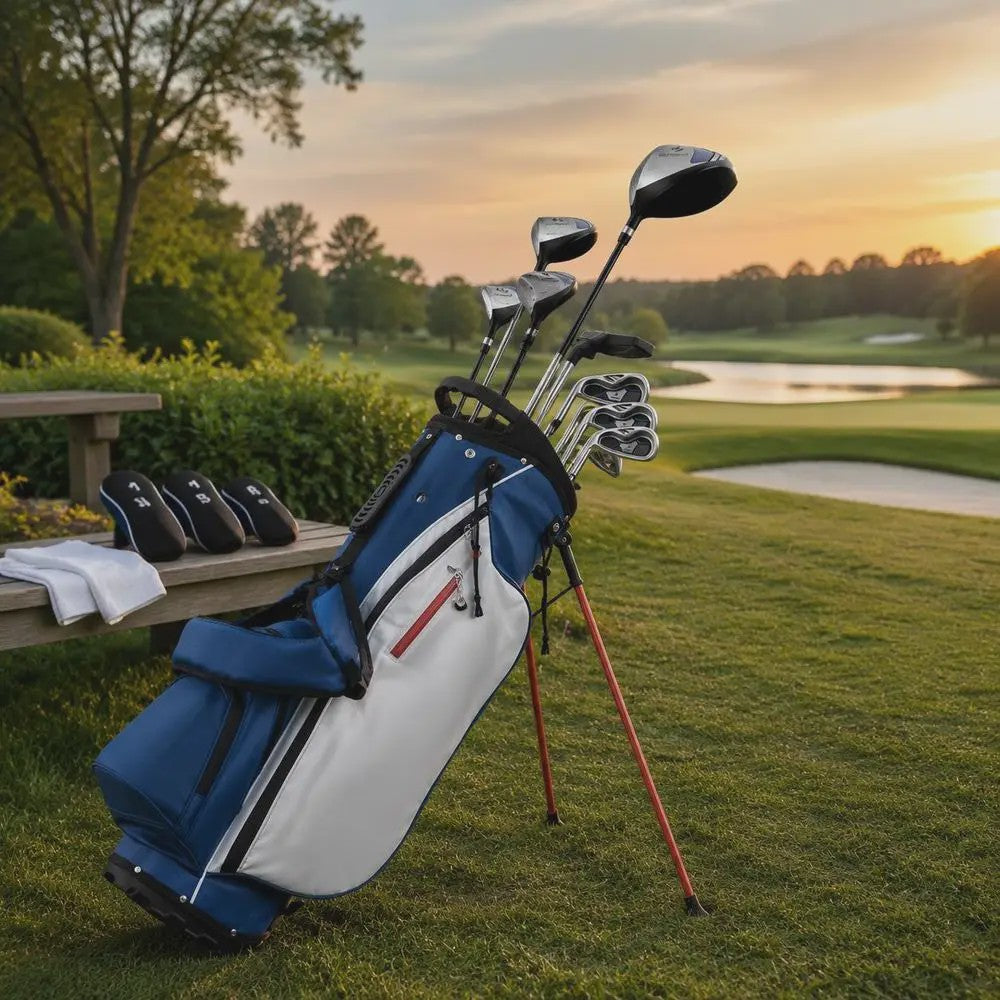 Complete Linkshandige Golfset met Grafiet Shafts en Standbag: 3 Woods, 5 Irons, Putter