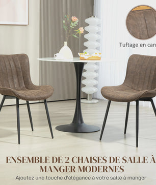 Set van 2 Moderne Gestoffeerde Eetkamerstoelen - Bruin