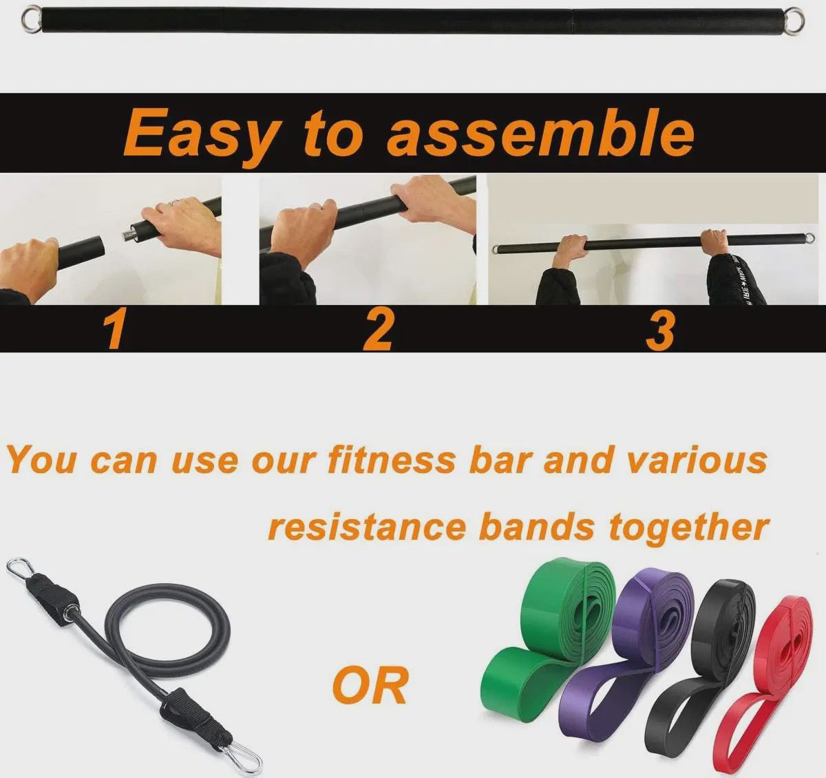 Fitness Bar met Weerstandsbanden: Complete Set voor Thuis & Pilates/Yoga Training