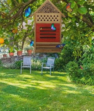 Handgemaakt Houten Bijenhotel voor Tuin - Habitat voor Insecten, Vlinders & Lieveheersbeestjes