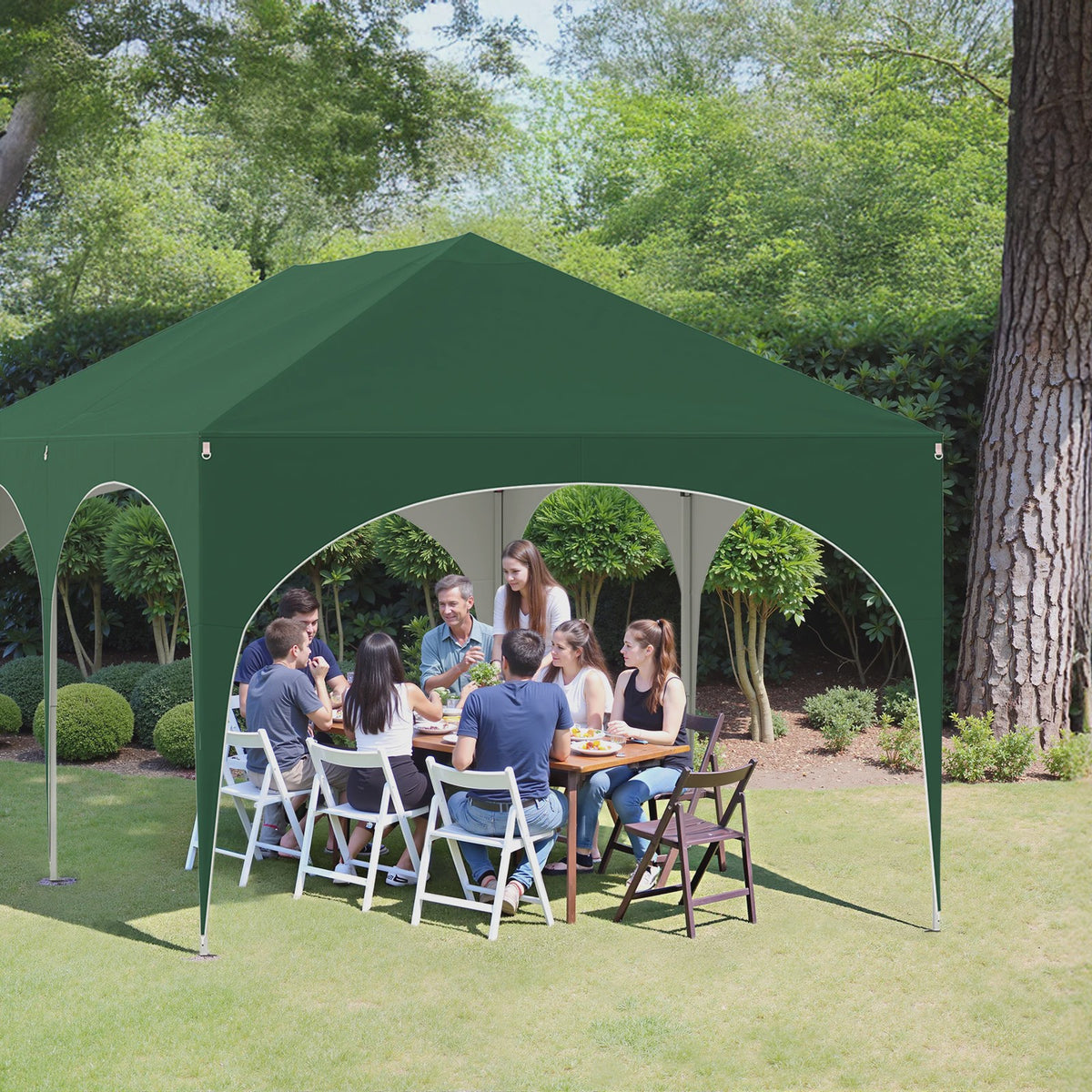 WOLTU Partytent 3x6m Groen - Waterdicht, UV-bestendig met 6 Zijwanden & Verstelbare Hoogte