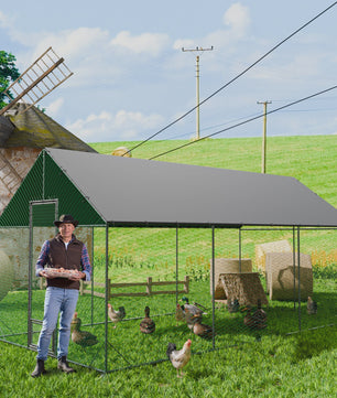 Ruime Metalen Kippenren met Dak - Weerbestendig en Roofdierproof