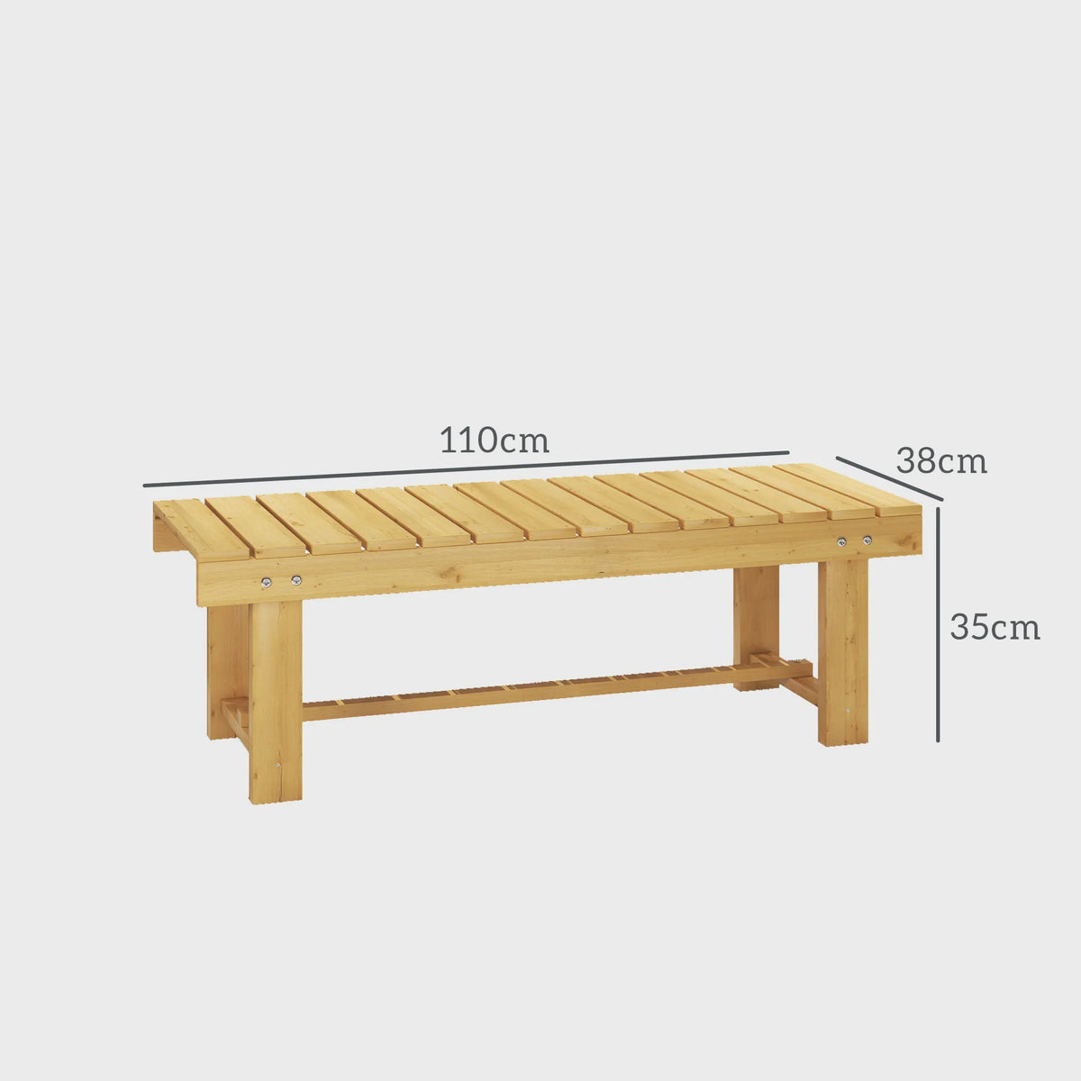 Outsunny Houten Tuinbank 2-Persoons - 110 cm Breed - Max. 250 kg Draagvermogen