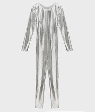 Glanzende Metallic Jumpsuit Dames - Lange Mouw Bodysuit voor Feest, Rave & Festival