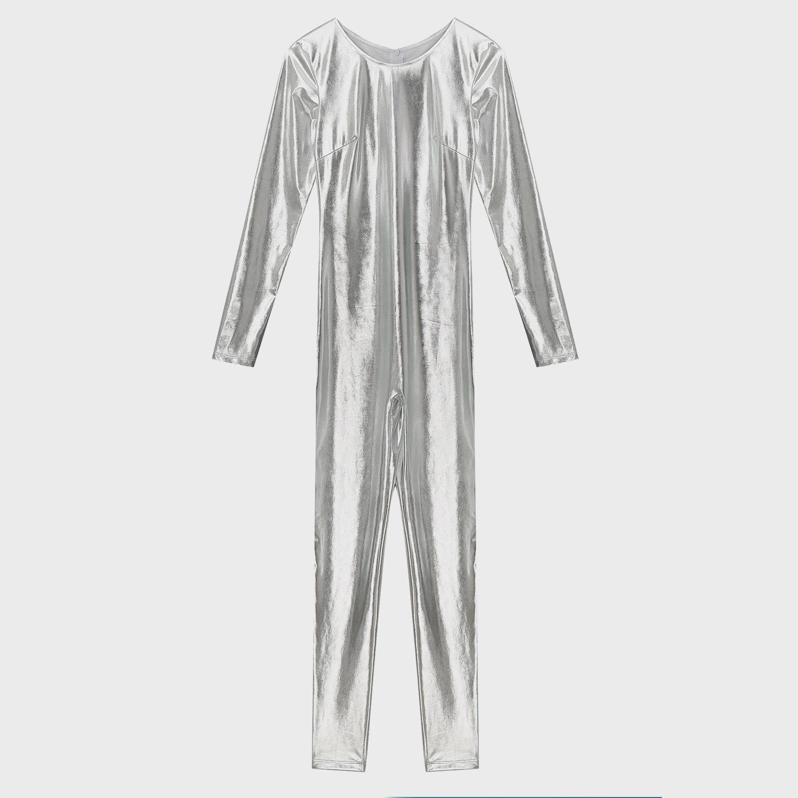 Glanzende Metallic Jumpsuit Dames - Lange Mouw Bodysuit voor Feest, Rave & Festival