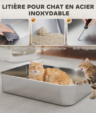 Gesloten Kattenbak met RVS Bodem - Ruim & Geurarm - Wit - 70x50 cm