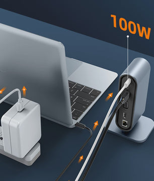 USB-C Docking Station 100W PD, 4K HDMI, VGA, RJ45, USB 3.0 Hub & SD/TF Kaartlezer