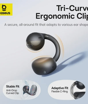 Baseus BC1 Open-Ear Oordopjes: Draadloze Clip-On Koptelefoon met Super Bass & Bluetooth 6.0