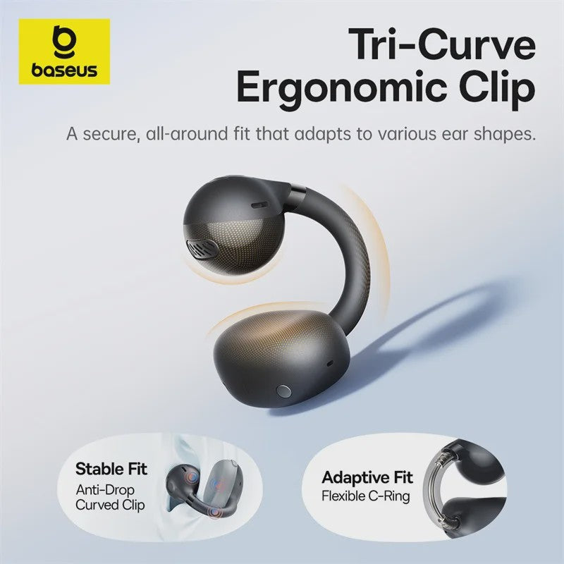 Baseus BC1 Open-Ear Oordopjes: Draadloze Clip-On Koptelefoon met Super Bass & Bluetooth 6.0