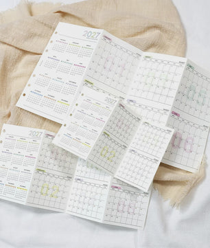 2027 Jaarkalender Navulling voor Planner | A6, A7, M5 | 4-Fold Ontwerp