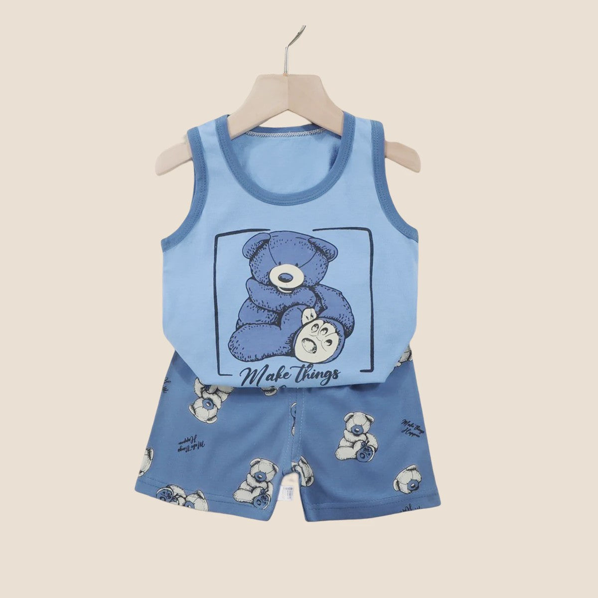 Zomer Set Kinderen: Katoenen Mouwloos Vest & Shorts met Leuke Prints