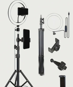 110cm Ring Light Statief Set met Telefoonhouder voor Live Streaming & Selfie