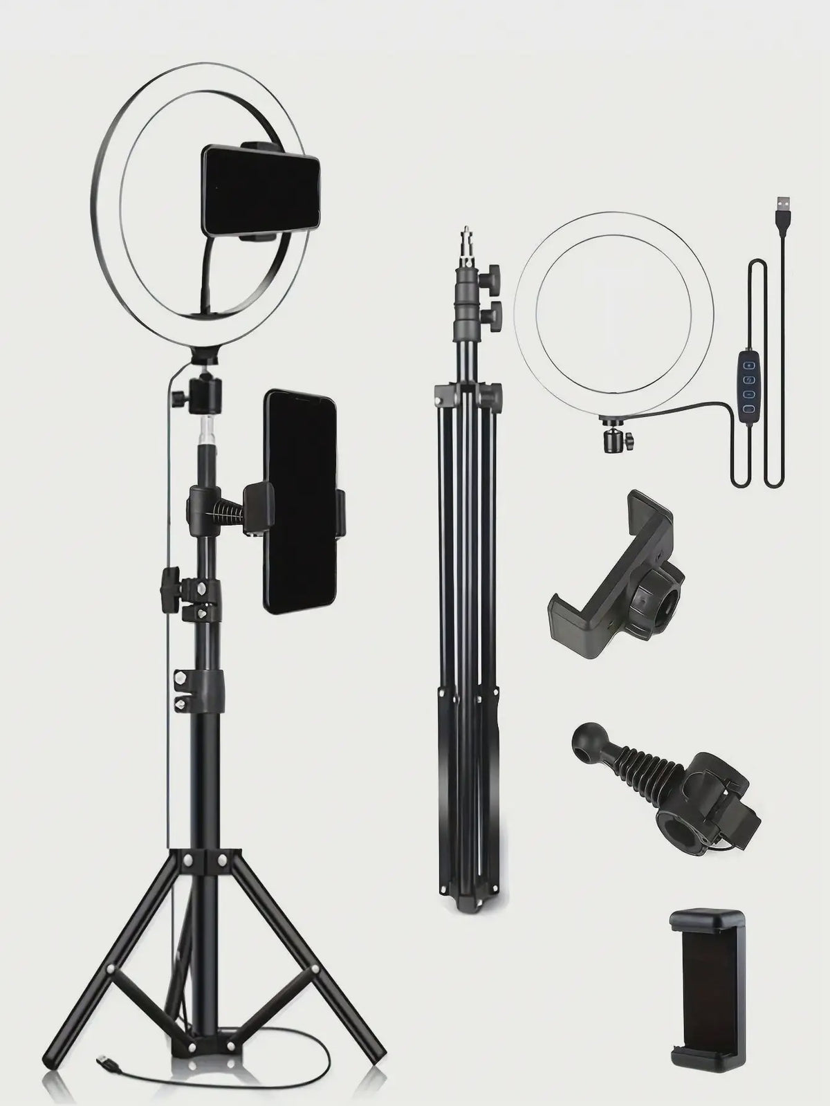 110cm Ring Light Statief Set met Telefoonhouder voor Live Streaming & Selfie