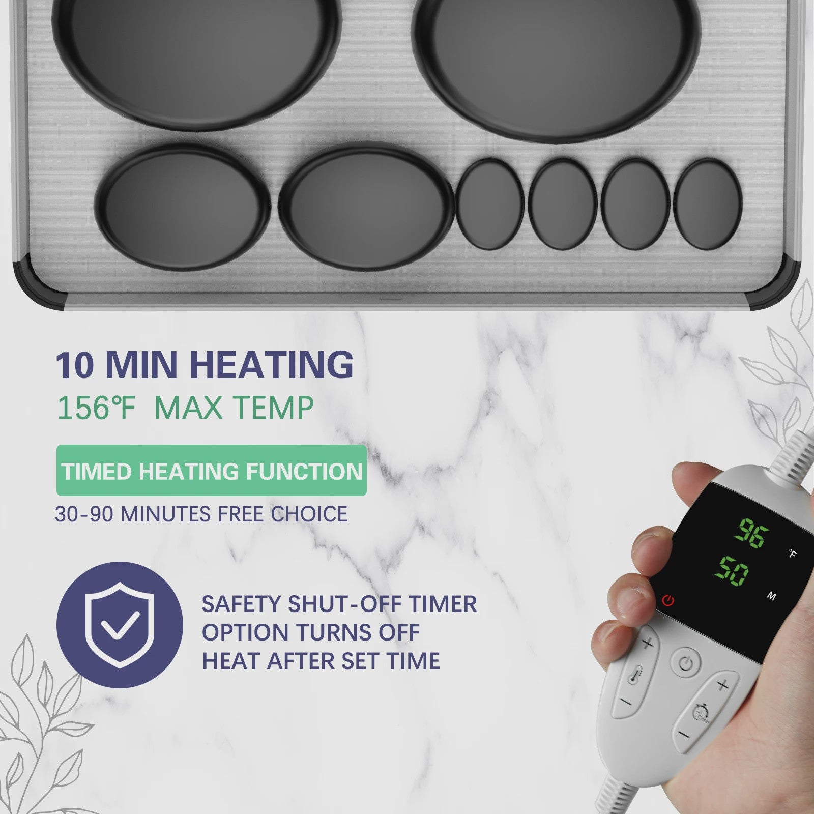 Hot Stone Massage Set met Verwarmer - Verstelbare Temperatuur & Timer - Draagbaar