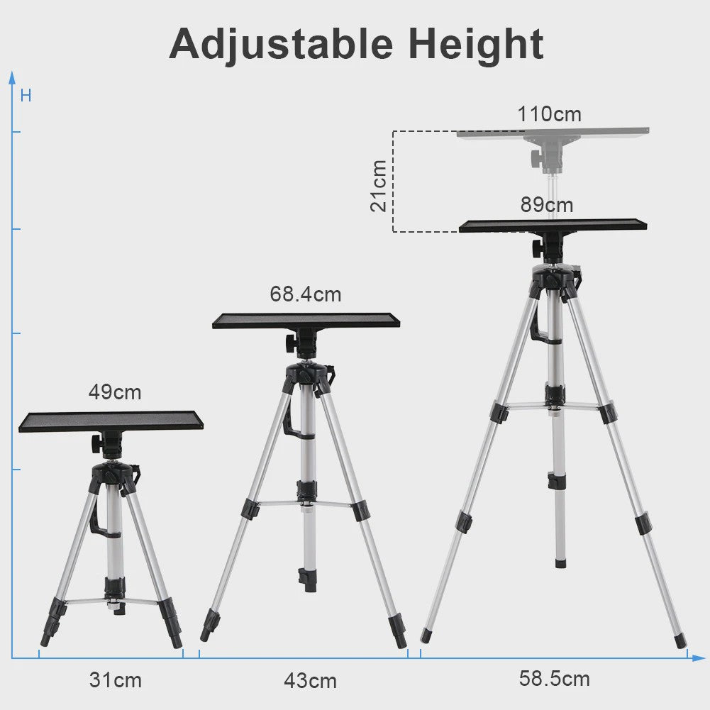 Verstelbare Aluminium Projector & Laptop Tripod Stand met Draagtas - Inklapbaar