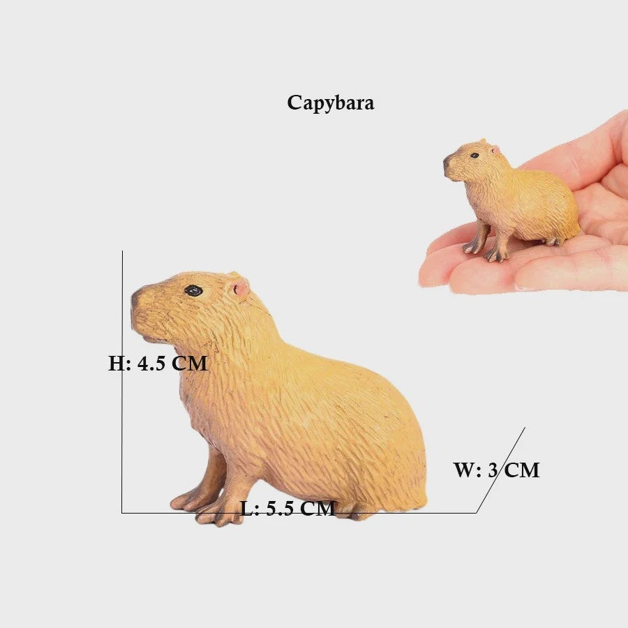 Set van 6 Realistische Dierenbeeldjes: Capibara, Eekhoorn & Marmot Speelgoed