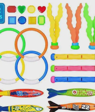 Zwembad Duikspeelgoed Set: Torpedo Vissen, Waterringen & Dolfijnen - Zomerpret voor Kinderen