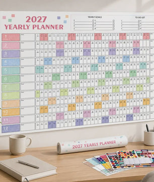 Jaarplanner 2027 - Grote Wandkalender met Planvakken en Stickers