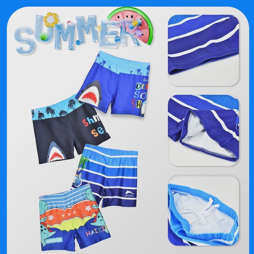 Zwemshorts Jongens - Sneldrogende Zwembroek met Dino & Haai Print