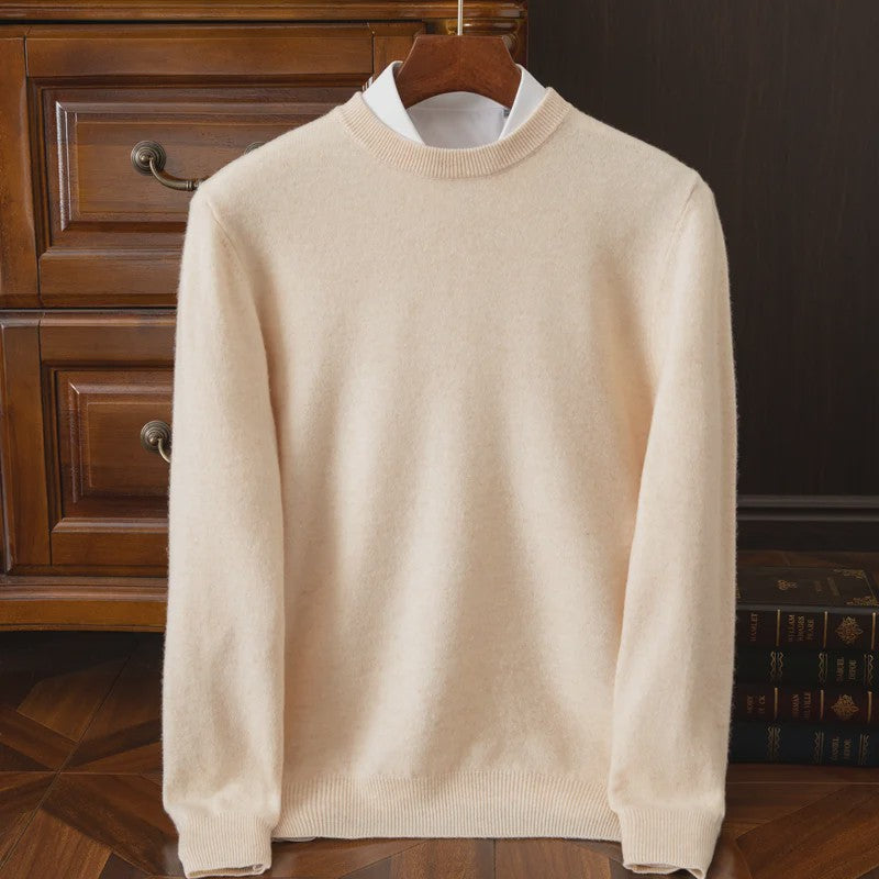 Heren Kasjmier Trui met Ronde Hals - Losse Pasvorm, Oversized - Herfst/Winter Collectie