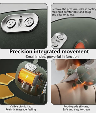Draadloze Nek- en Schoudermassager met Verwarmingsfunctie & 3 standen - USB Oplaadbaar