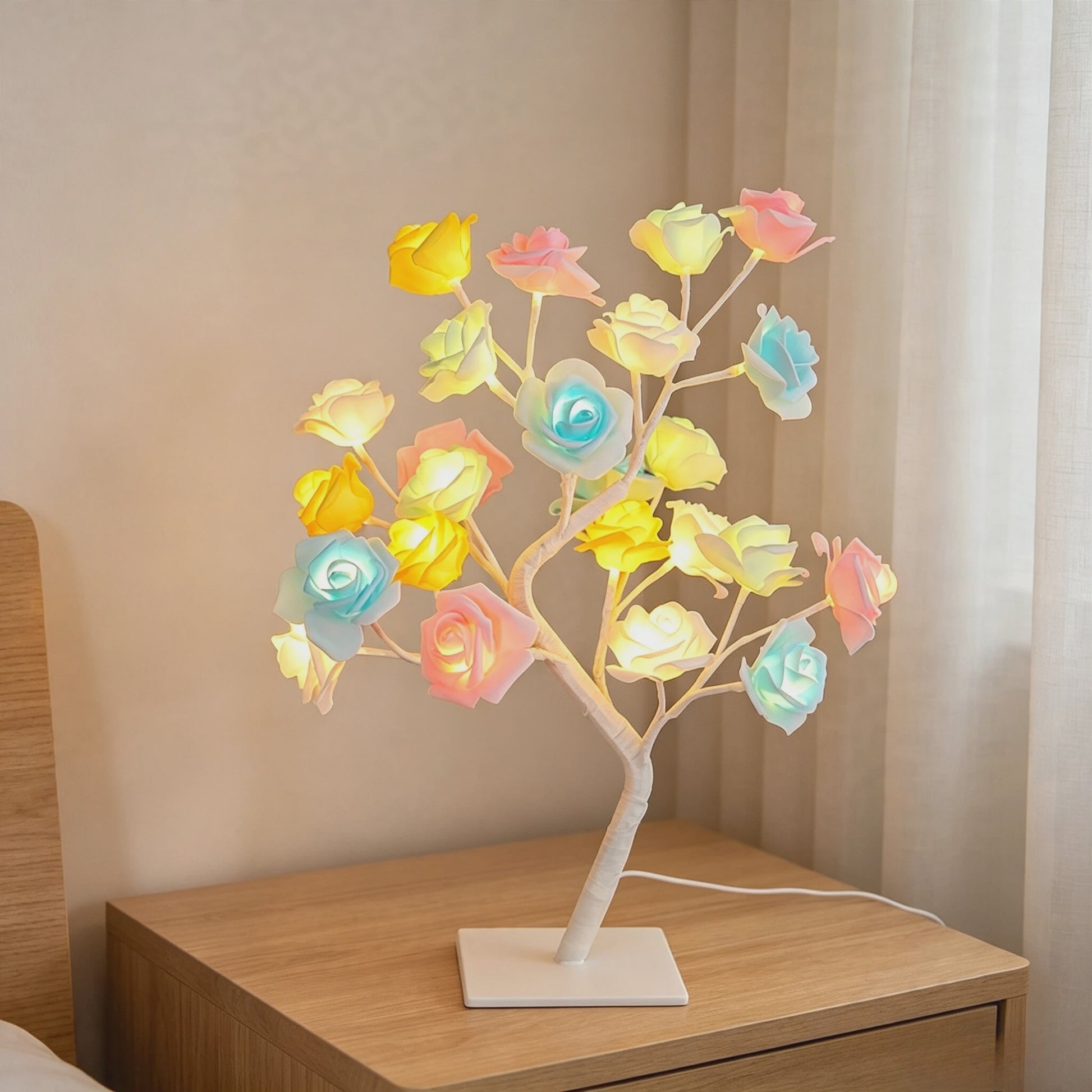 Sfeervolle Rozenboom Tafellamp - Multicolor LED Nachtlampje, USB-Powered Decoratie