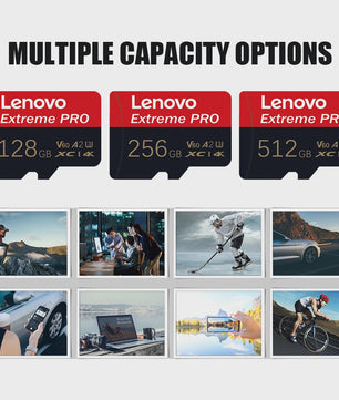 Lenovo Extreme PRO Micro SDXC Kaart 128GB/256GB/512GB U3 V60 A2 - High-Speed TF Flash voor Drone & Action Camera