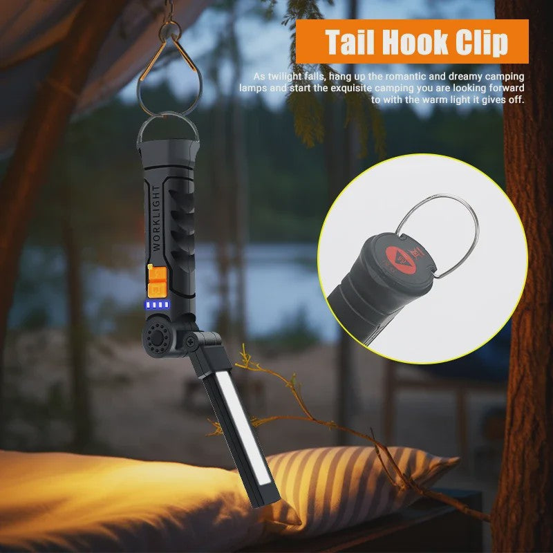 Oplaadbare COB LED Werklamp met Magneet & Haak - USB Camping Zaklamp