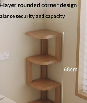 Houten Hoek Nachtkastje met 3 Niveaus - Minimalistisch & Ruimtebesparend