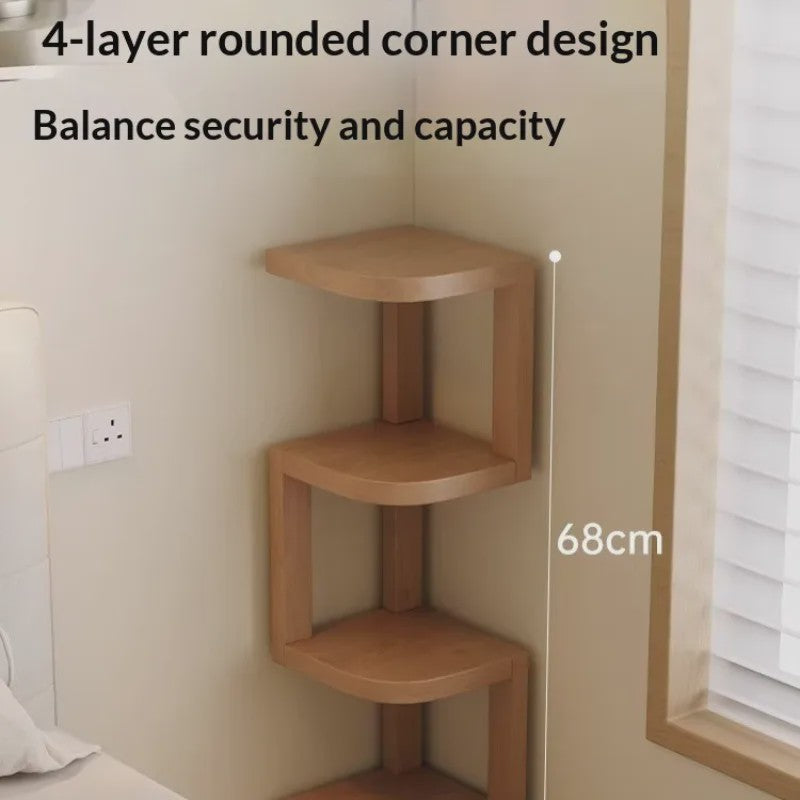 Houten Hoek Nachtkastje met 3 Niveaus - Minimalistisch & Ruimtebesparend