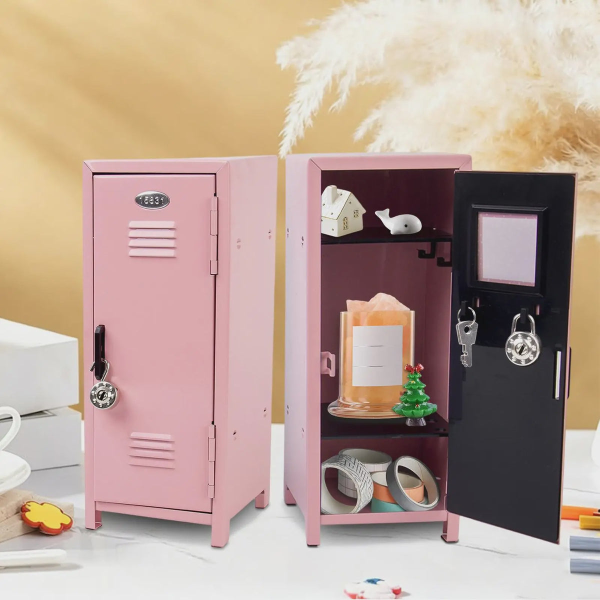 Mini Metal Lockerkastje - Kantoor & Slaapkamer Organizer met Slot