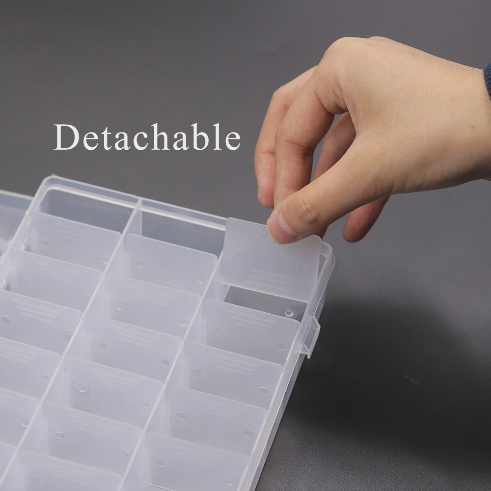 Opbergdoos 24 Vakjes voor Borduur- en Knutselgaren - Transparant Plastic Organizer