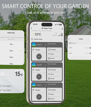 Slimme Tuin Water Timer met Wifi & RF433 - 3 Uitgangen, Automatische Besproeiing, Regenvertraging
