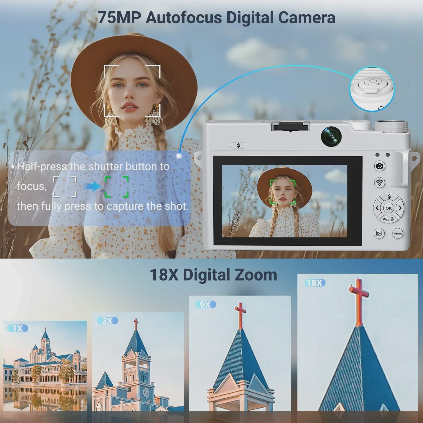 4K Digitale Camcorder met 75MP Foto, 18x Zoom, Dual Camera's & Autofocus