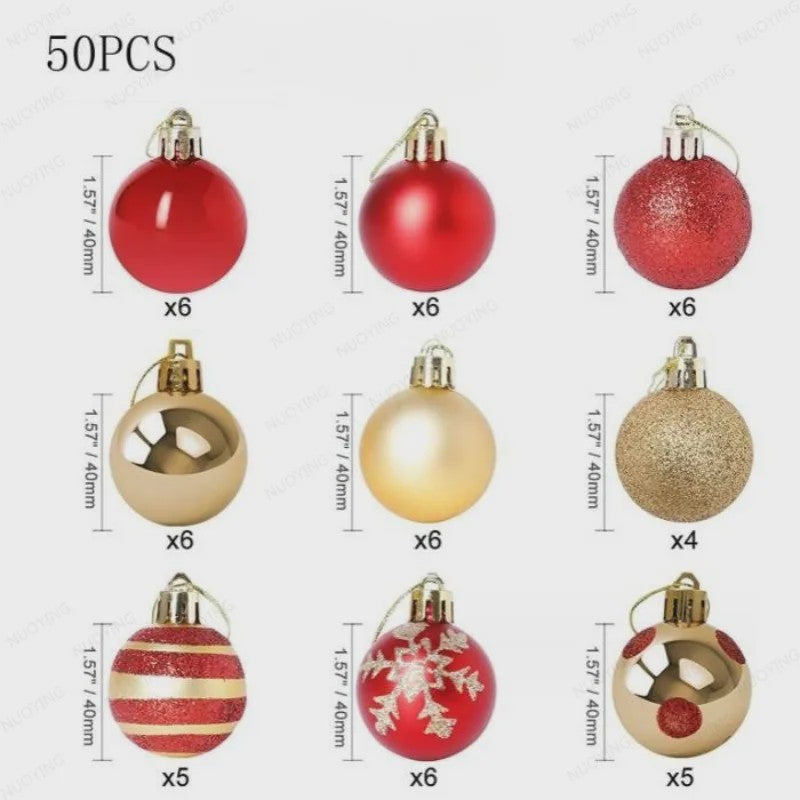 50x Kerstballen Set 4cm - Kleurrijke Kerstboom Decoratie voor Feestdagen & Huis