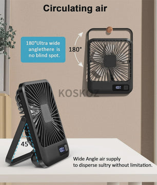 Draagbare USB Ventilator met 5 standen, 180° kantelbaar en stil
