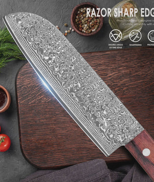 Professioneel Damascus Koksmes - 30cm VG10 Staal, Ergonomisch Hout, Luxe Geschenkdoos
