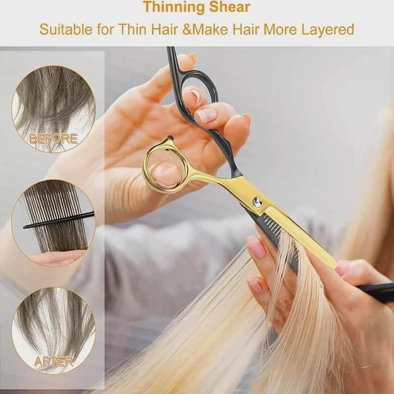 Professionele Haar Kappersschaar Set - Inclusief Effileerschaar & Accessoires