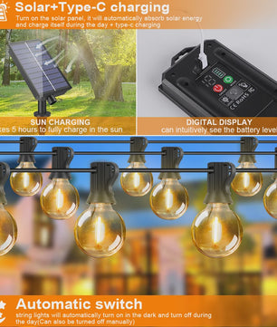 G40 Solar Tuinslinger met 25 Globe LED Lampen - Waterdicht & Dimbare Verlichting