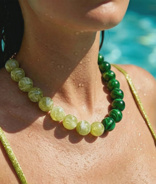 Bohemian Resin Kralen Ketting - Statement Choker met Dubbele Kleuren