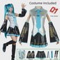 Compleet Miku Cosplay Kostuum: Zilverkleurig Leer & Zeemansjurk Uniform met Accessoires
