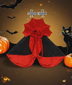 Halloween Vampier Cape & Hoed Set voor Katten - Feestelijke Verkleedkostuum