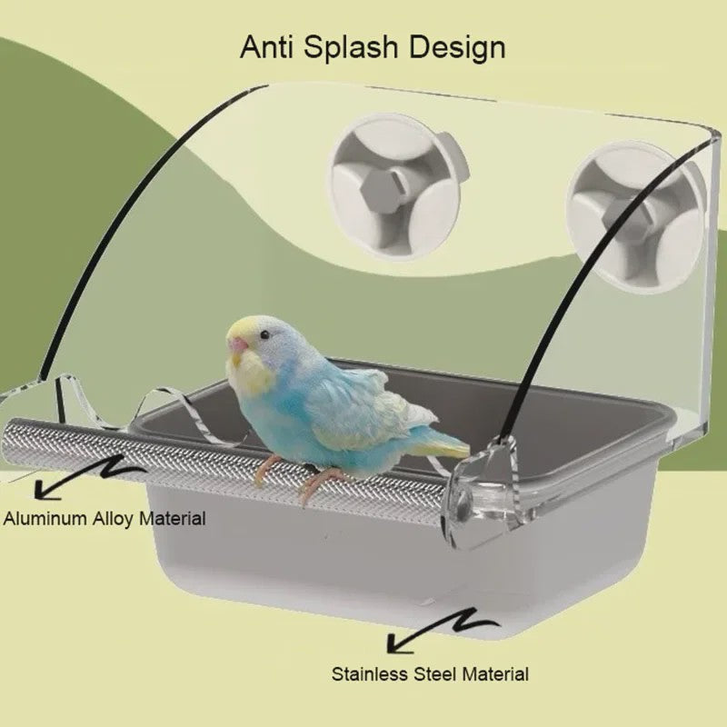 Grote RVS Vogelvoer & Waterbak met Anti-Spat Ontwerp - Eenvoudig te Bevestigen