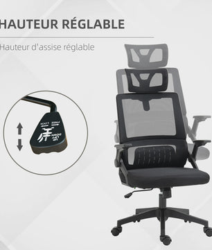 Ergonomische Bureaustoel Zwart - Verstelbaar, Kantelbaar, Mesh Rug & Hoofdsteun