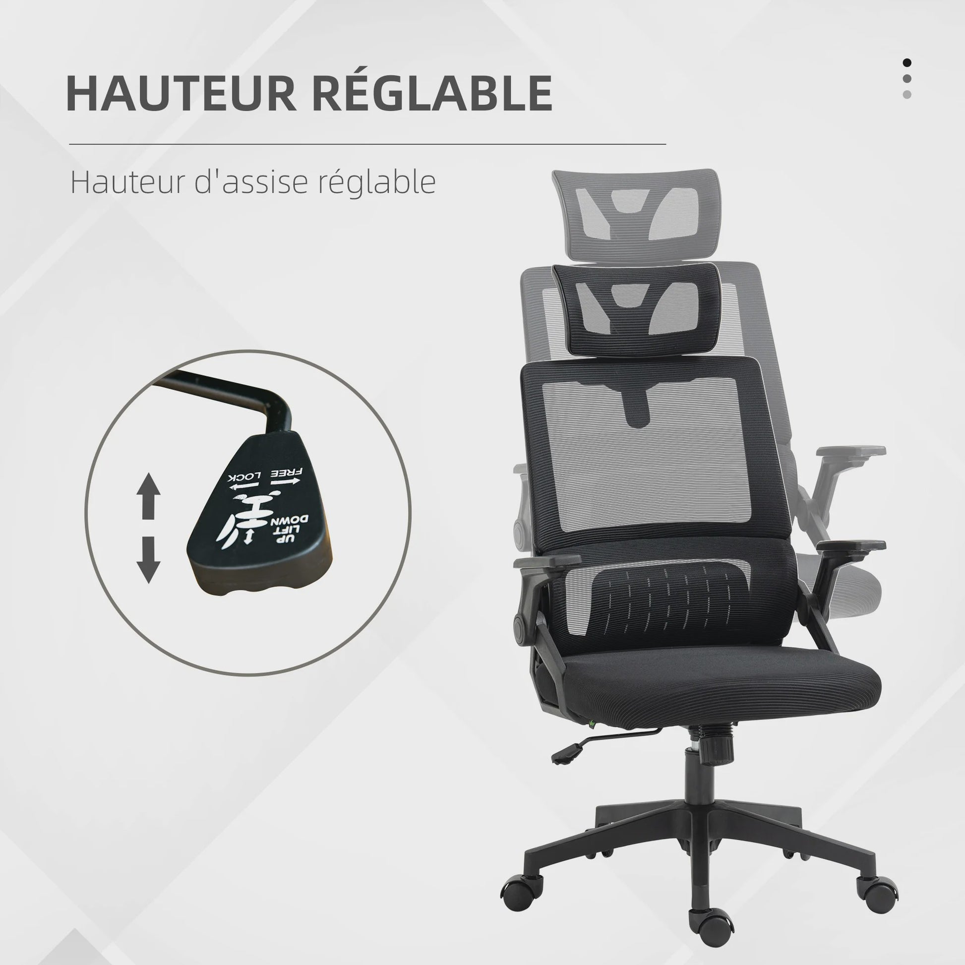 Ergonomische Bureaustoel Zwart - Verstelbaar, Kantelbaar, Mesh Rug & Hoofdsteun